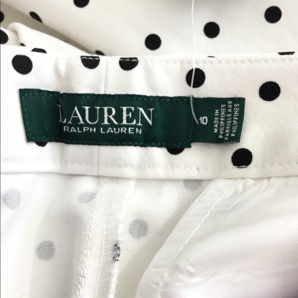 Lauren Ralph Lauren White and Black Polka Dot Pant NWT - Picture 7 of 10